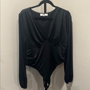 Madden Girl Black Ruched Fitted Bodysuit